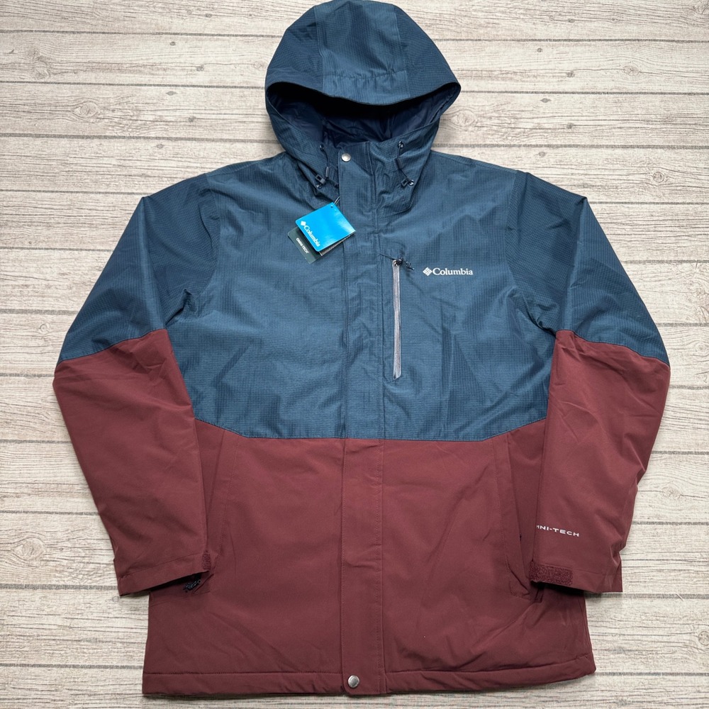 NEW Columbia Jacket Men's Large Blue Red Omni-Heat Thermal Reflective Waterproof